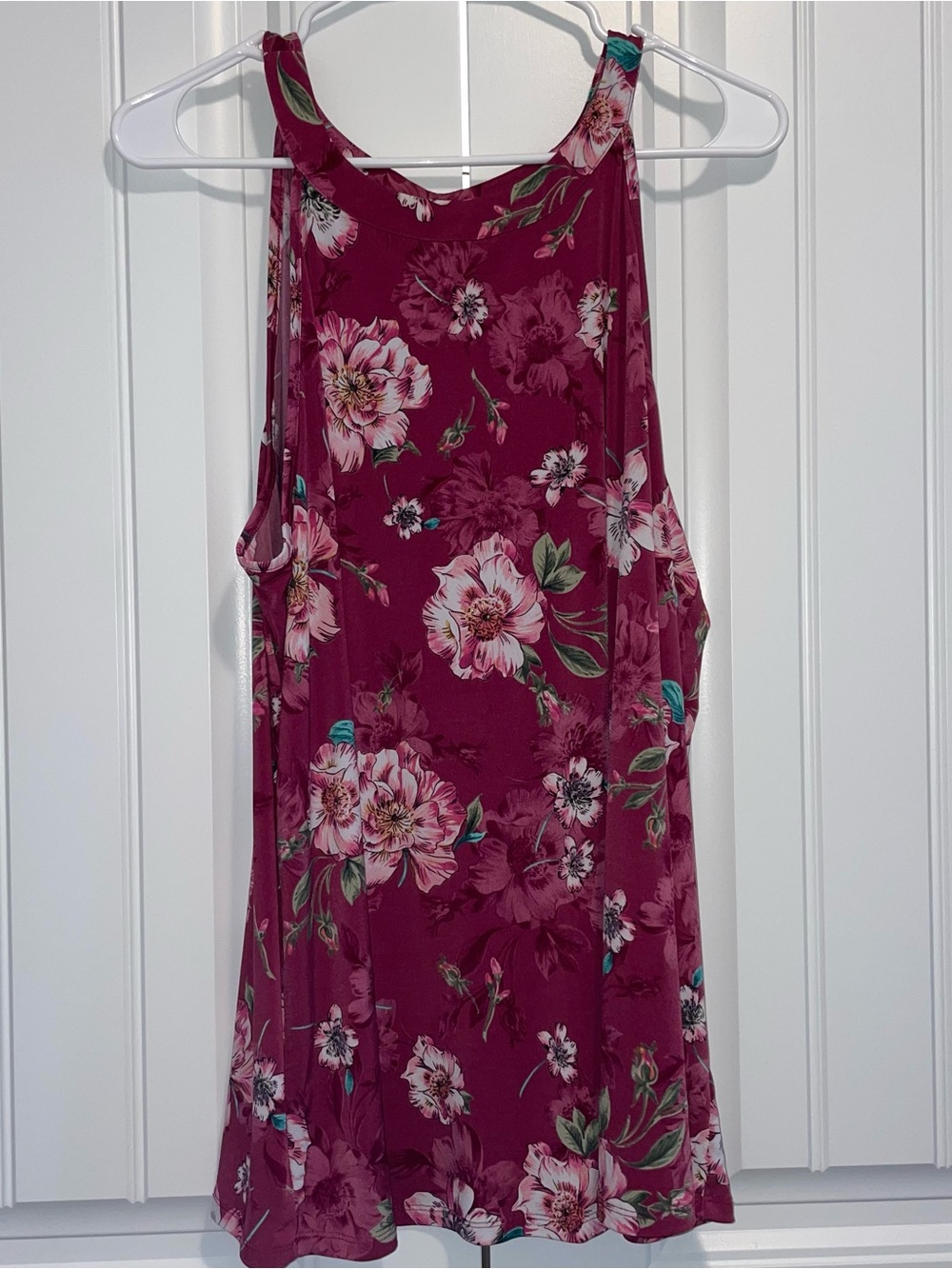 torrid Floral Tank Top - Burgundy with Pink Accents